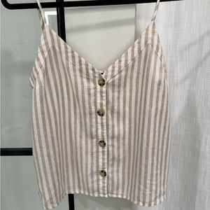 Women’s Abercrombie and Fitch Tan and White Tank